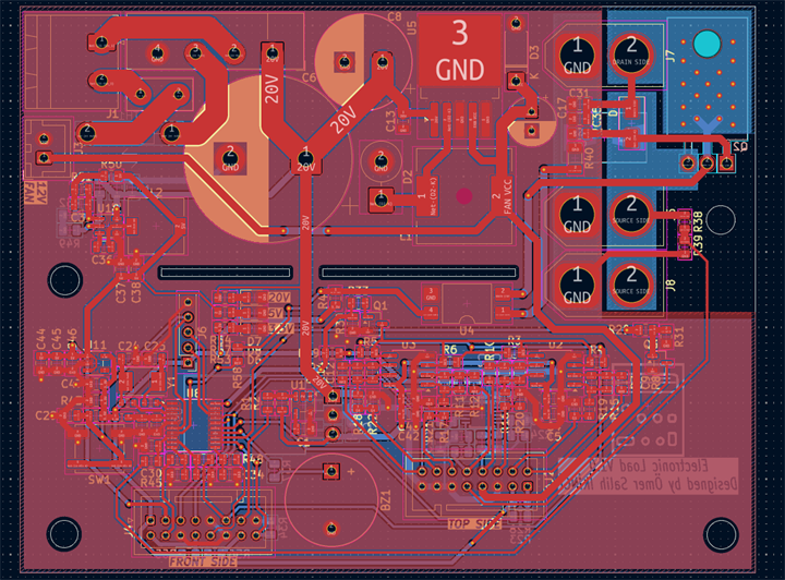 Elektronik kör yük V1 PCB tasarım ekranı